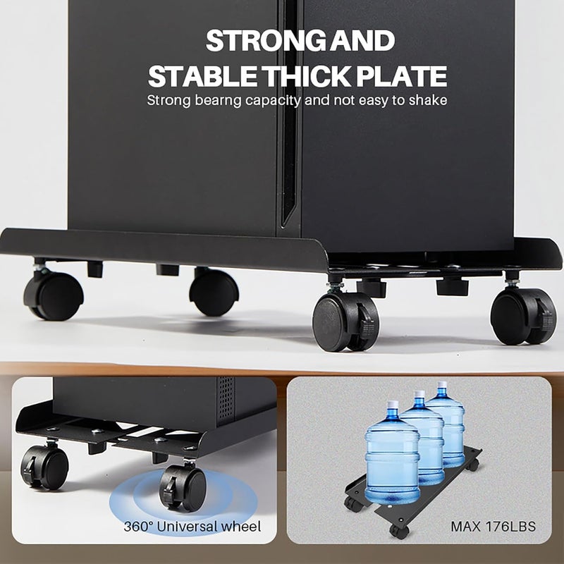 CUISIBOT Adjustable Large Computer Tower Stand 7.9 to 10.2 inch Wide, Mobile PC Stand for Most Desktop Towers, Steel CPU Stand with Locking Caster Wheels, Gaming PC Holder,PC Cart - Image 4